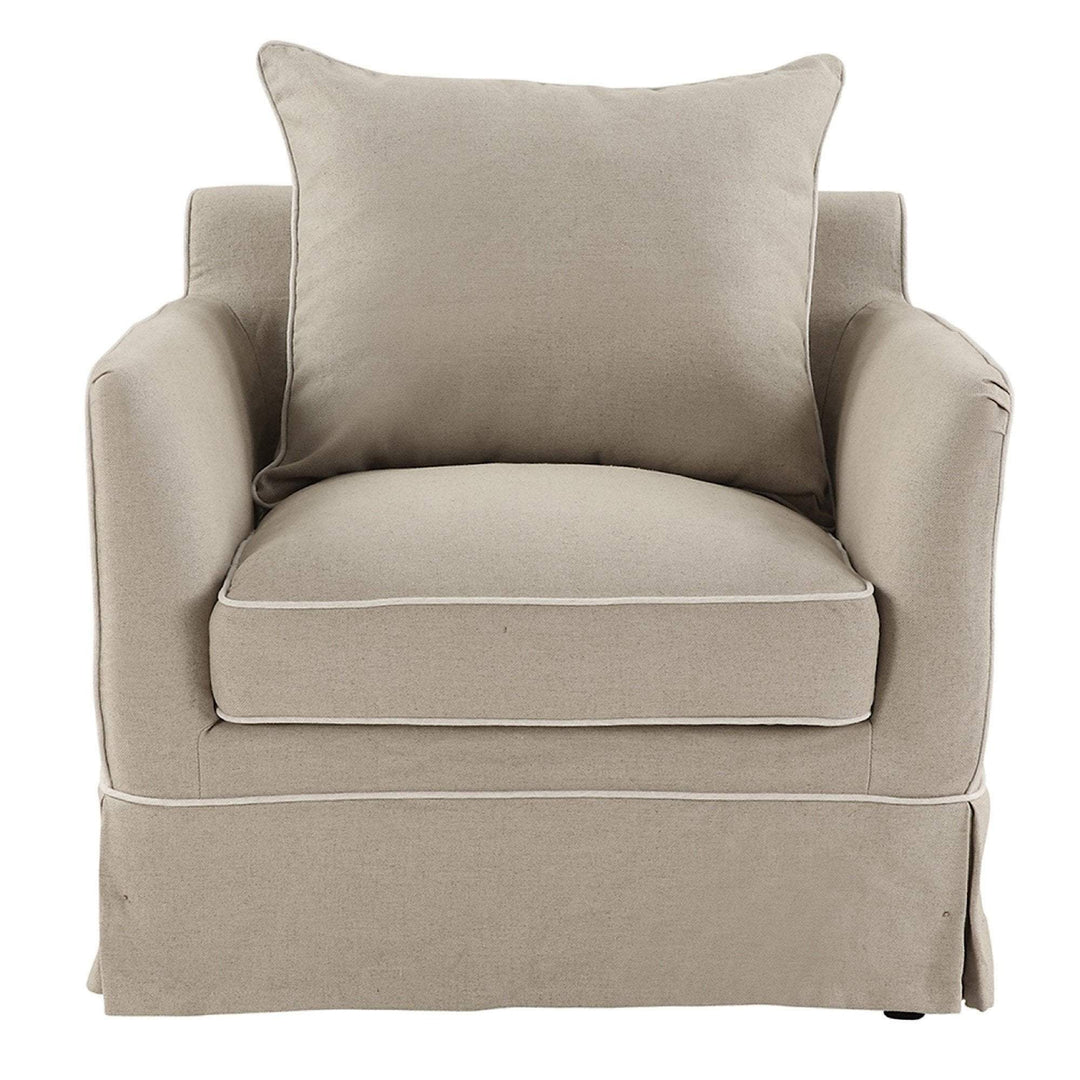 Noosa Armchair Natural & White Piping - OneWorld Collection