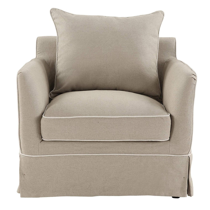 Noosa Armchair Natural & White Piping - OneWorld Collection