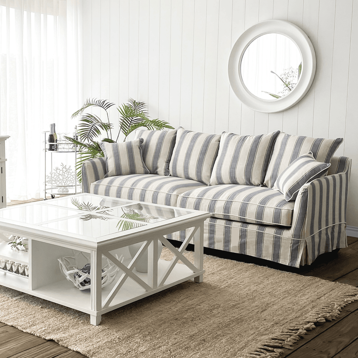 Noosa 3 Seat Sofa Blue Sky Stripe - OneWorld Collection