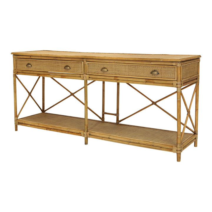 Cayman Large Two Drawer Rattan Console - OneWorld Collection