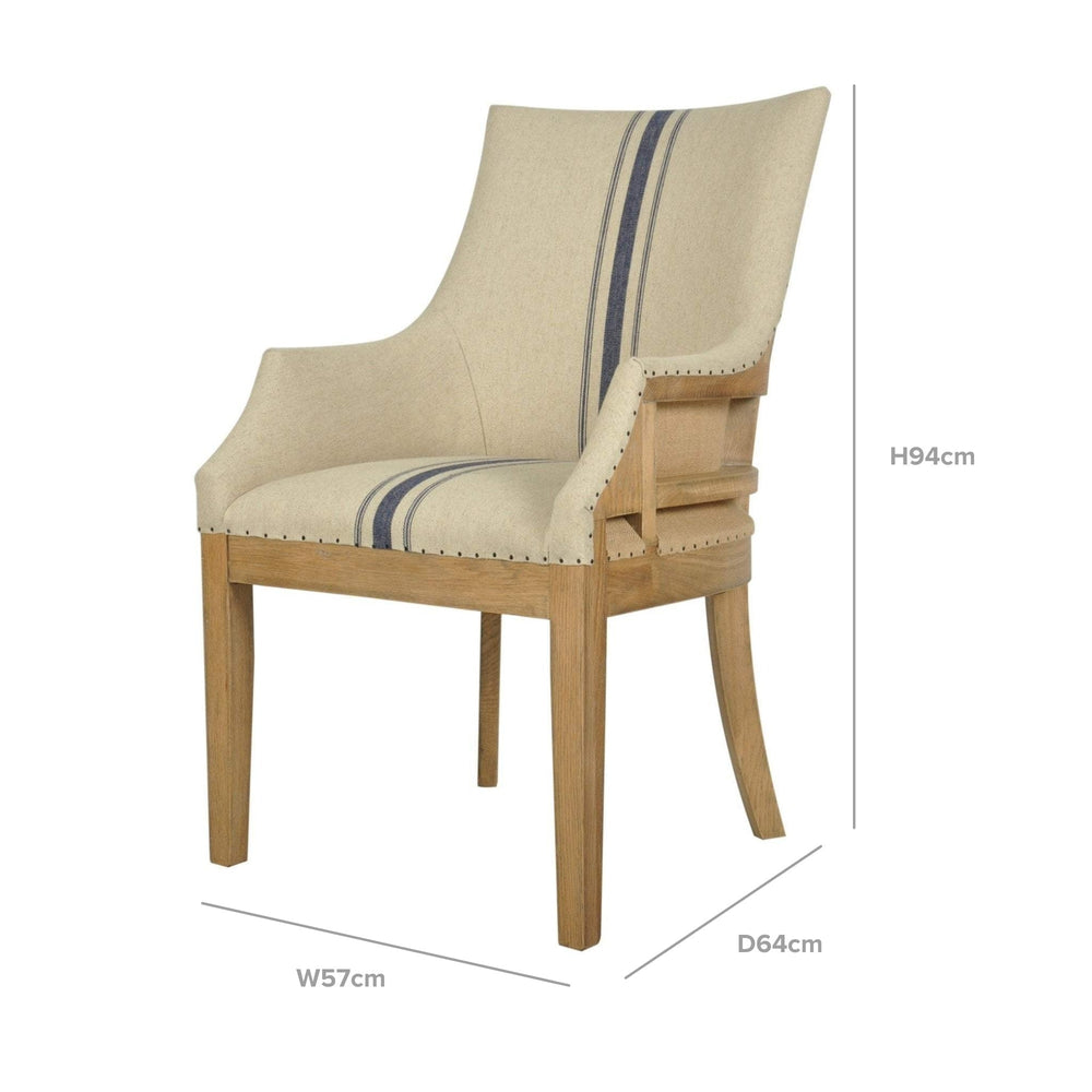 Oakwood Linen Armchair Blue Stripe - OneWorld Collection