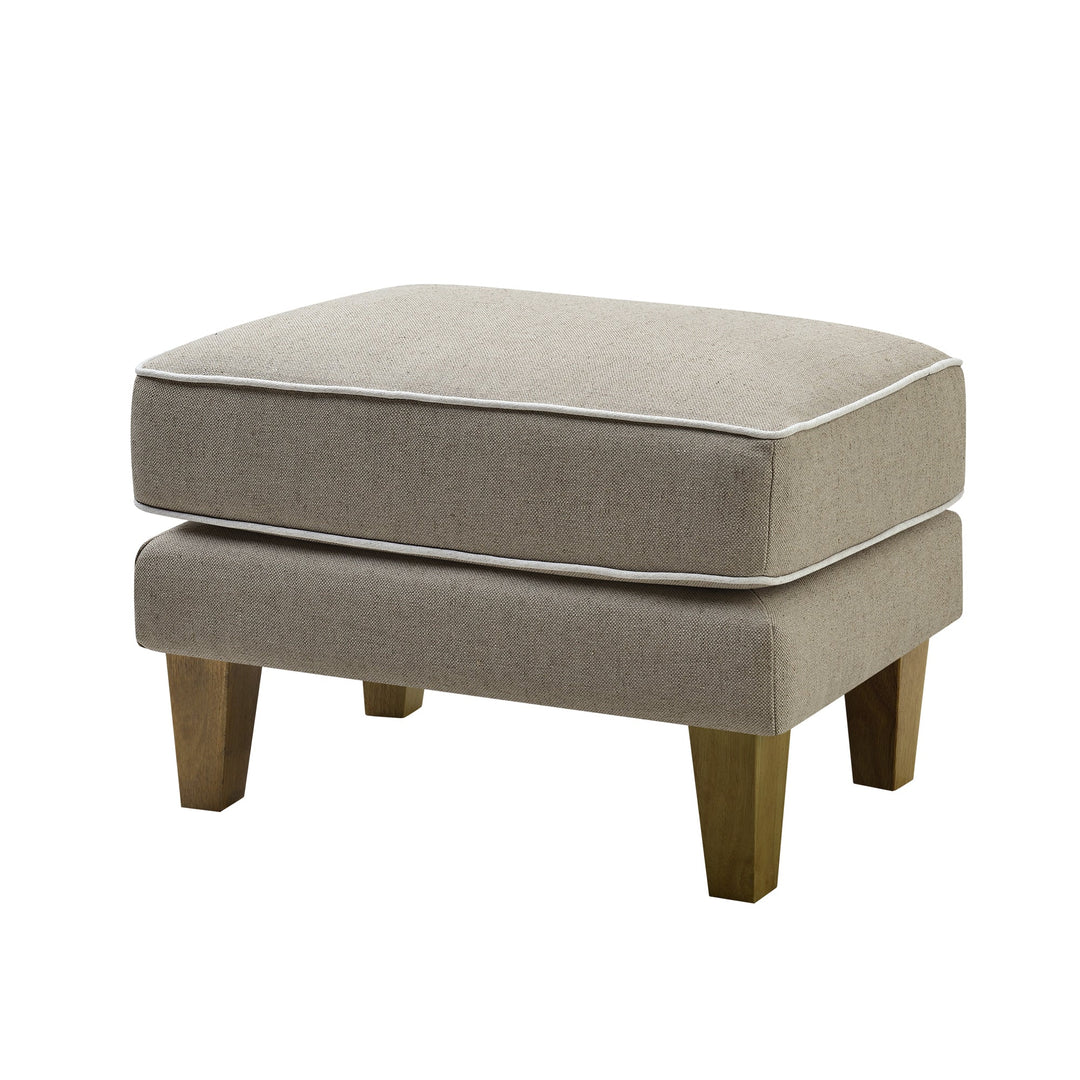 Bondi Ottoman Natural with White Piping - OneWorld Collection