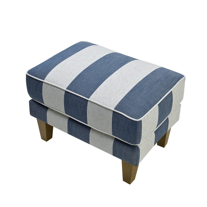 Bondi Ottoman Denim and Cream Stripe - OneWorld Collection