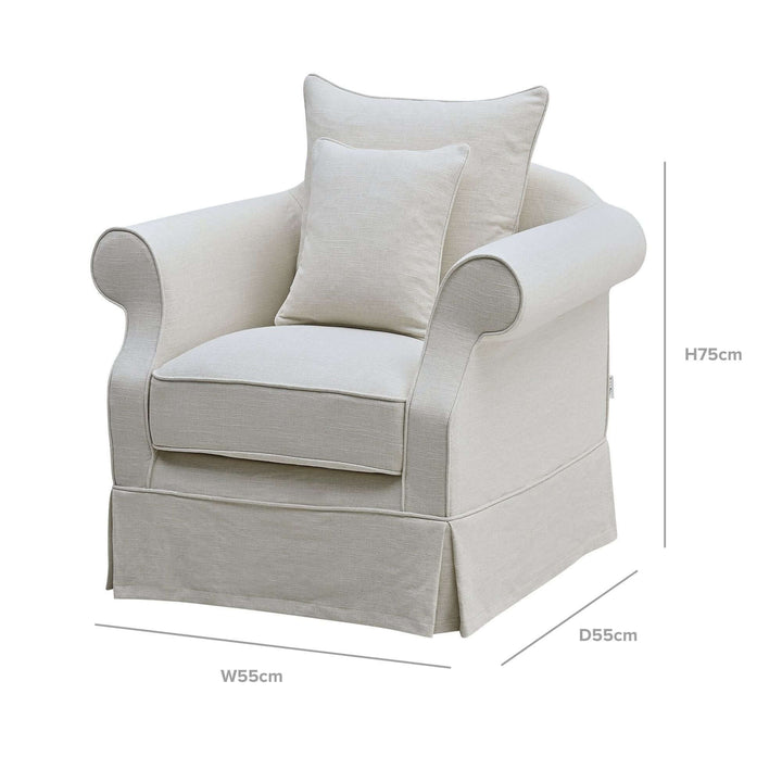 Armchair Slip Cover - Avalon Ivory - OneWorld Collection