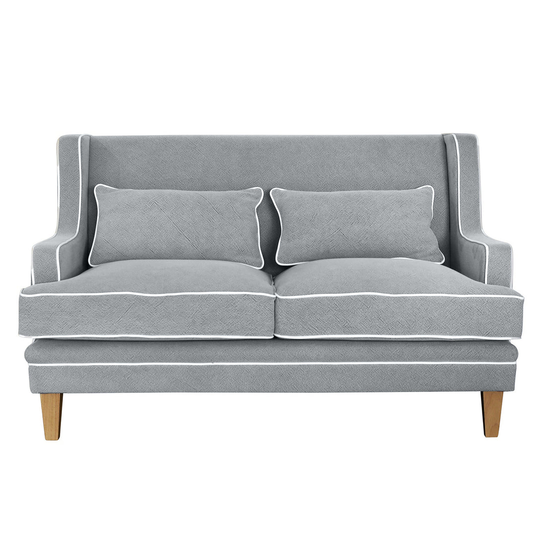 Bondi Hamptons 2 Seat Sofa Grey W/White Piping