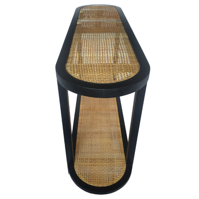 Long Island Rattan Rectangle Curved Edge Console Large Black - OneWorld Collection