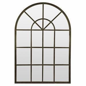 Iron Arch Mirror With Panes Antique Black - OneWorld Collection