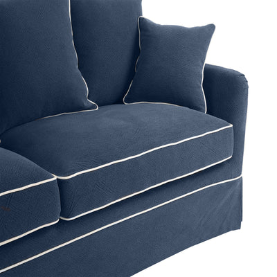 Noosa 3 Seat Queen Sofa Bed Noosa 3 Seat Sofa Navy With Whte Piping - OneWorld Collection