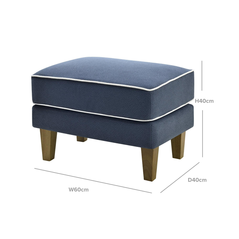 Bondi Ottoman Navy with White Piping - OneWorld Collection