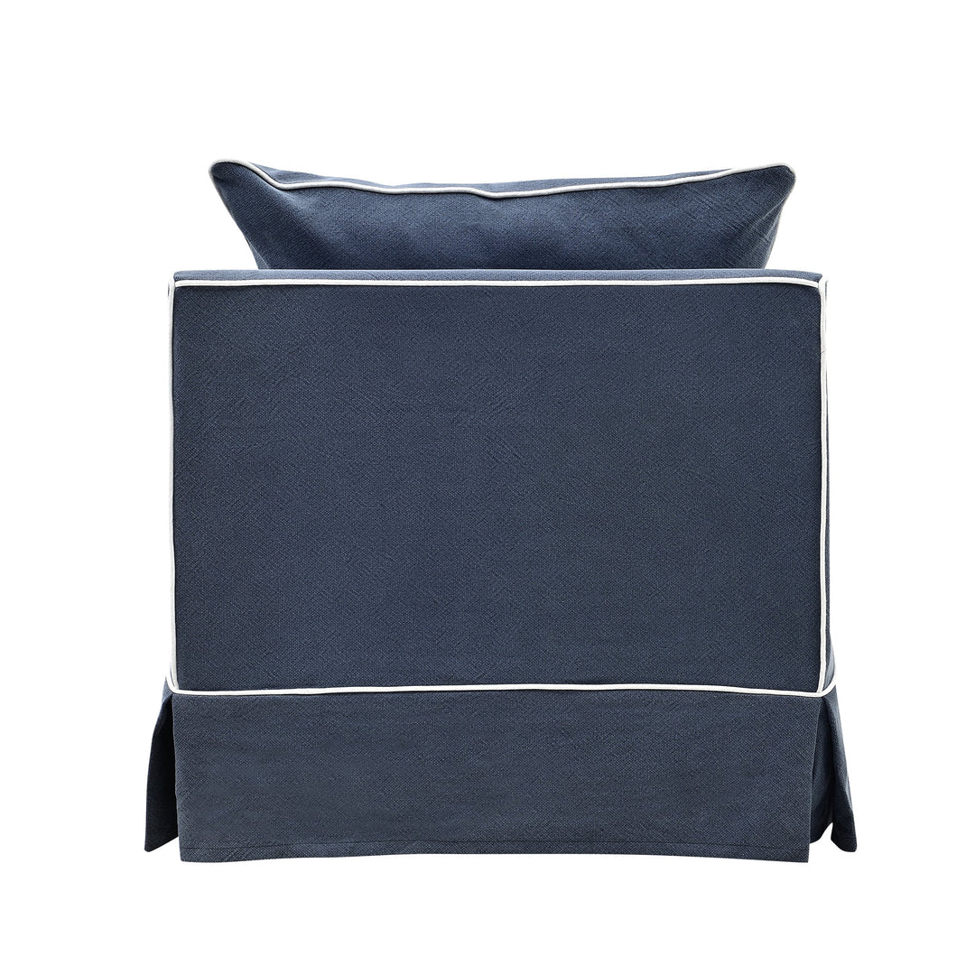 Armchair Slip Cover - Noosa Navy with White Piping - OneWorld Collection