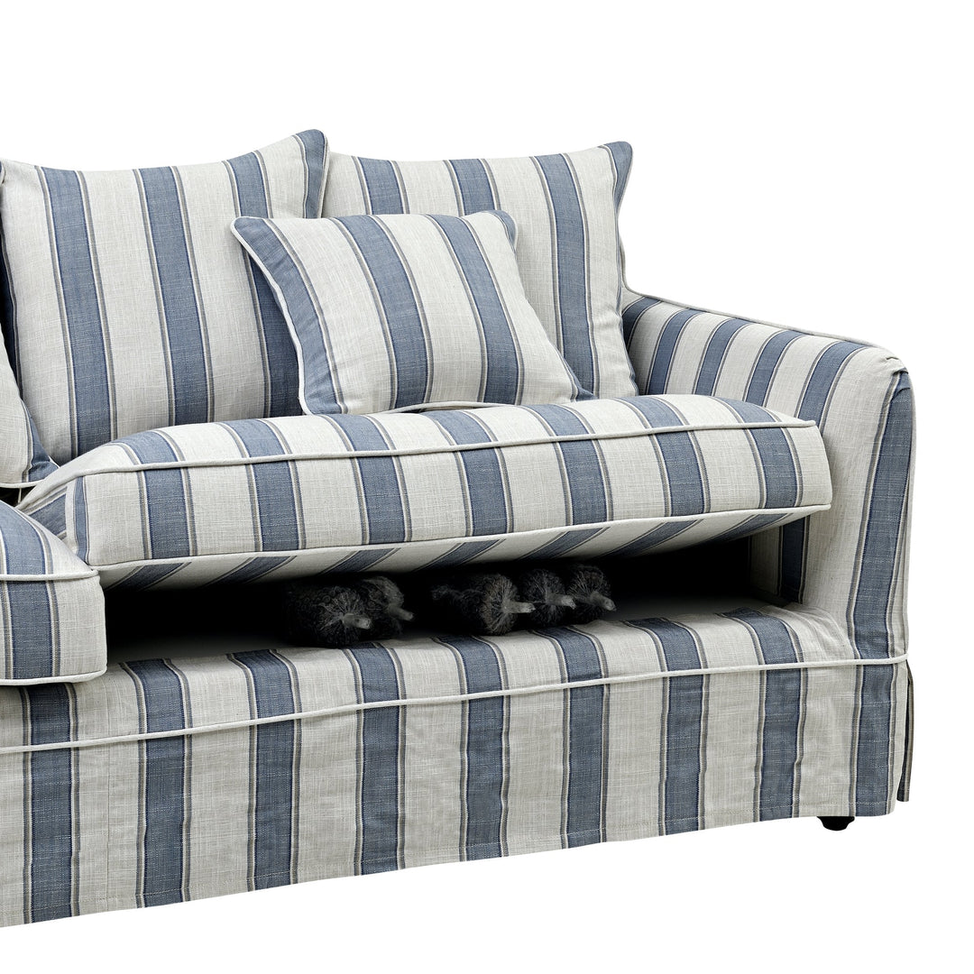 Noosa 3 Seat Sofa Blue Sky Stripe - OneWorld Collection