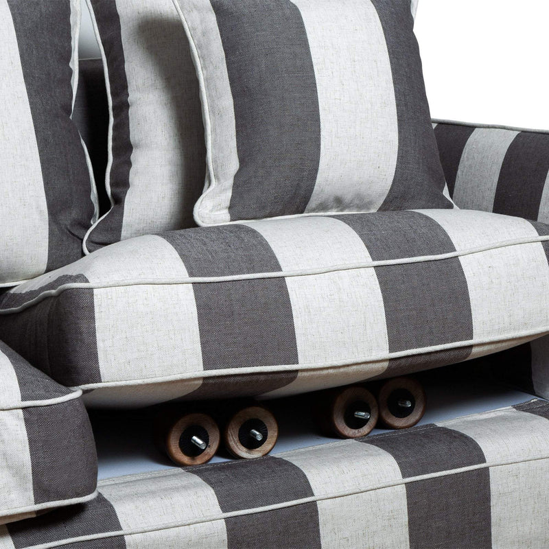 Noosa 2 Seat Sofa Grey & Cream Stripe - OneWorld Collection