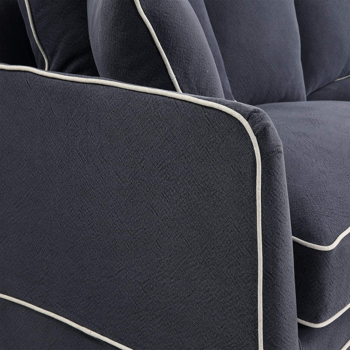 3 Seat Slip Cover - Noosa Navy with White Piping - OneWorld Collection