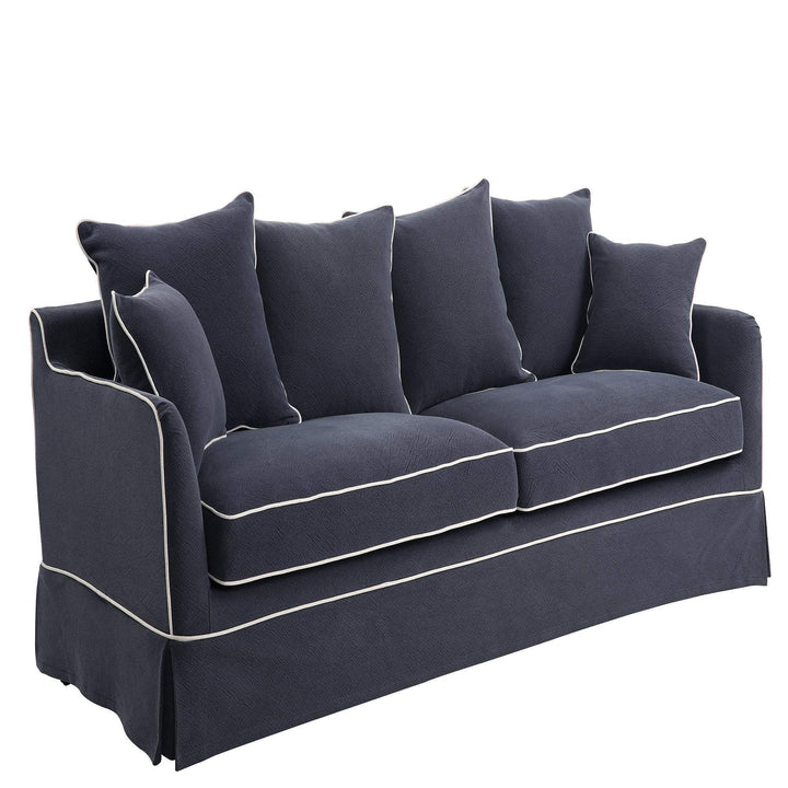 3 Seat Slip Cover - Noosa Navy with White Piping - OneWorld Collection