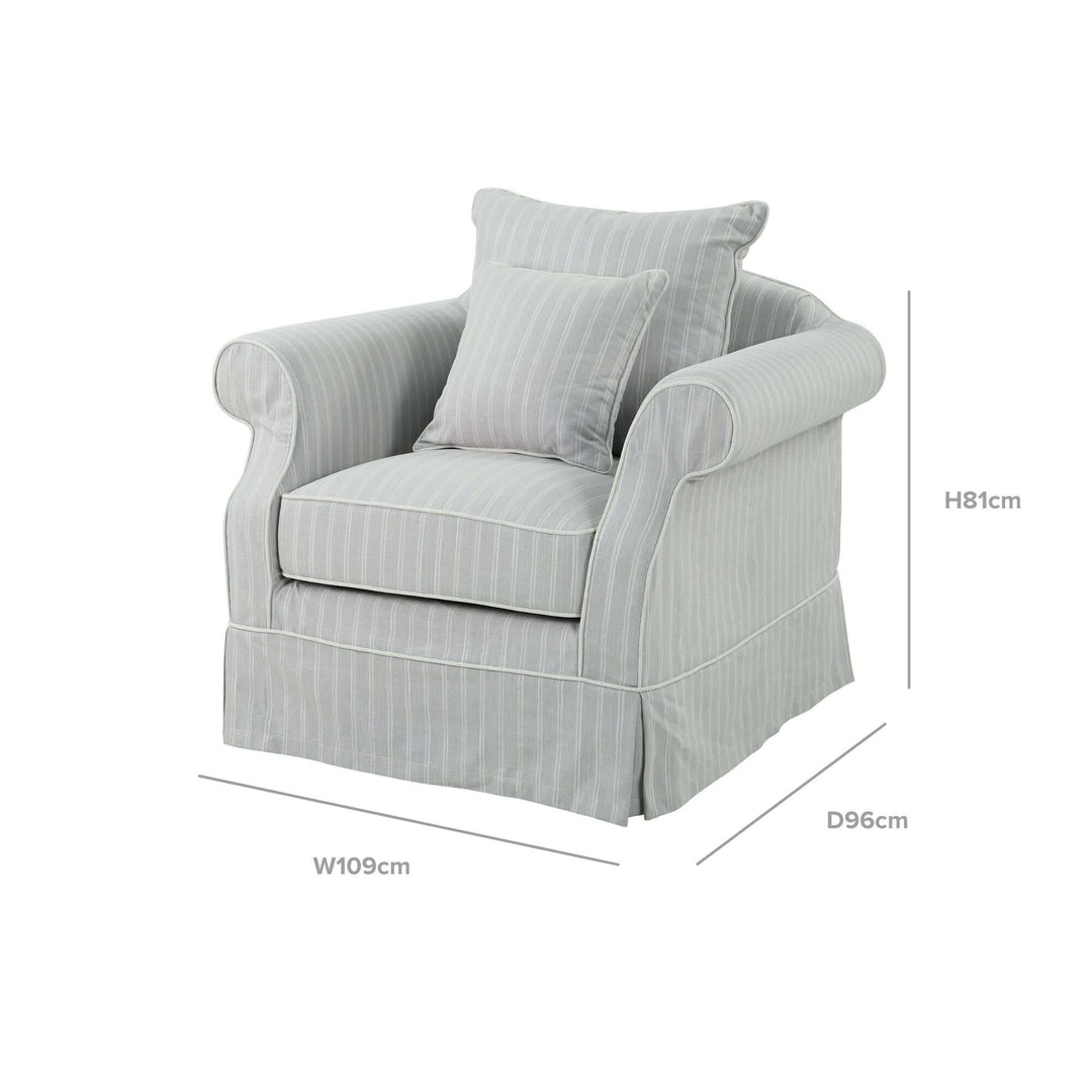 Armchair Slip Cover - Avalon Cloud Stripe - OneWorld Collection