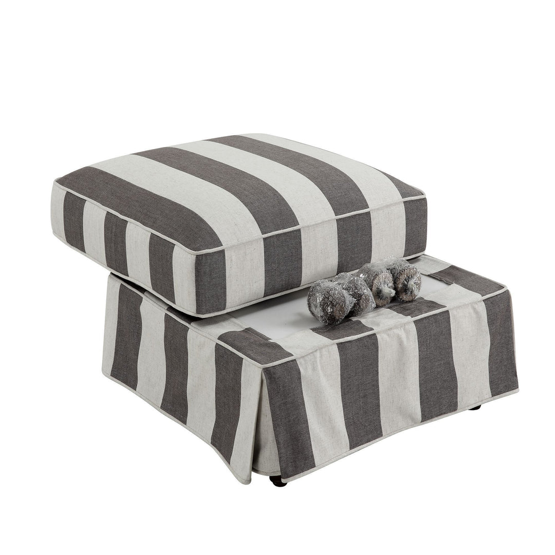 Noosa Ottoman Grey & Cream Stripe - OneWorld Collection