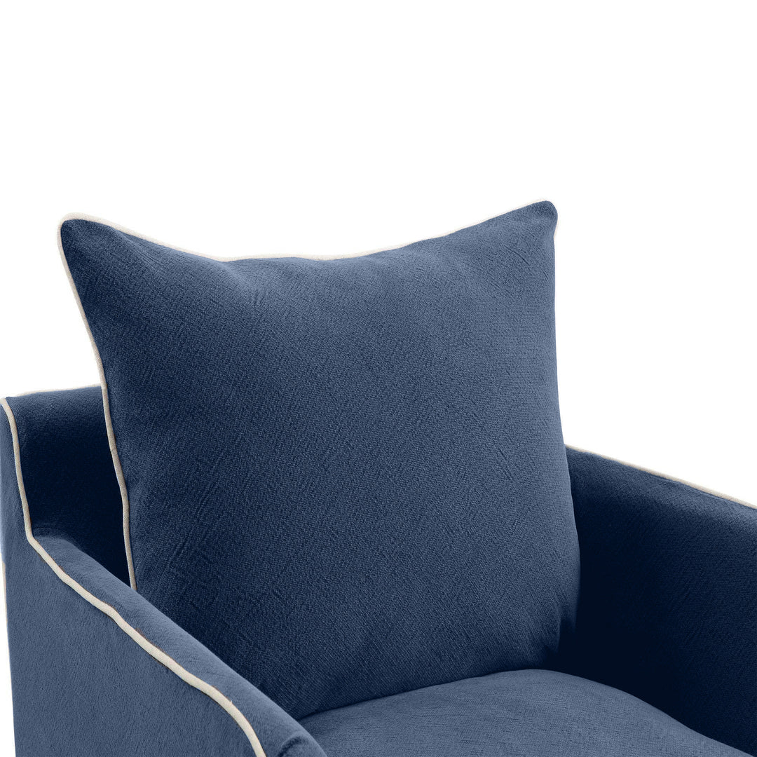 Noosa Hamptons Armchair Navy W/White Piping