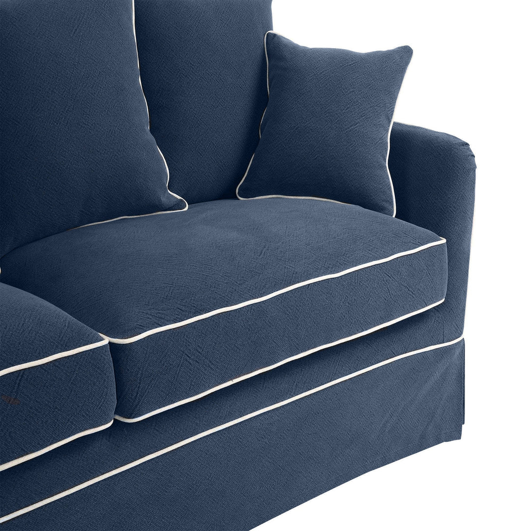 Noosa 2 Seat Sofa Navy With White Piping - OneWorld Collection