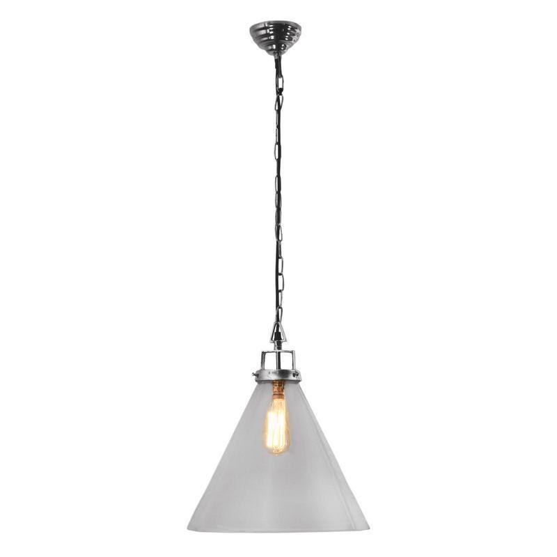 Glass Pendant Med 29Cm/11In Nickel - OneWorld Collection