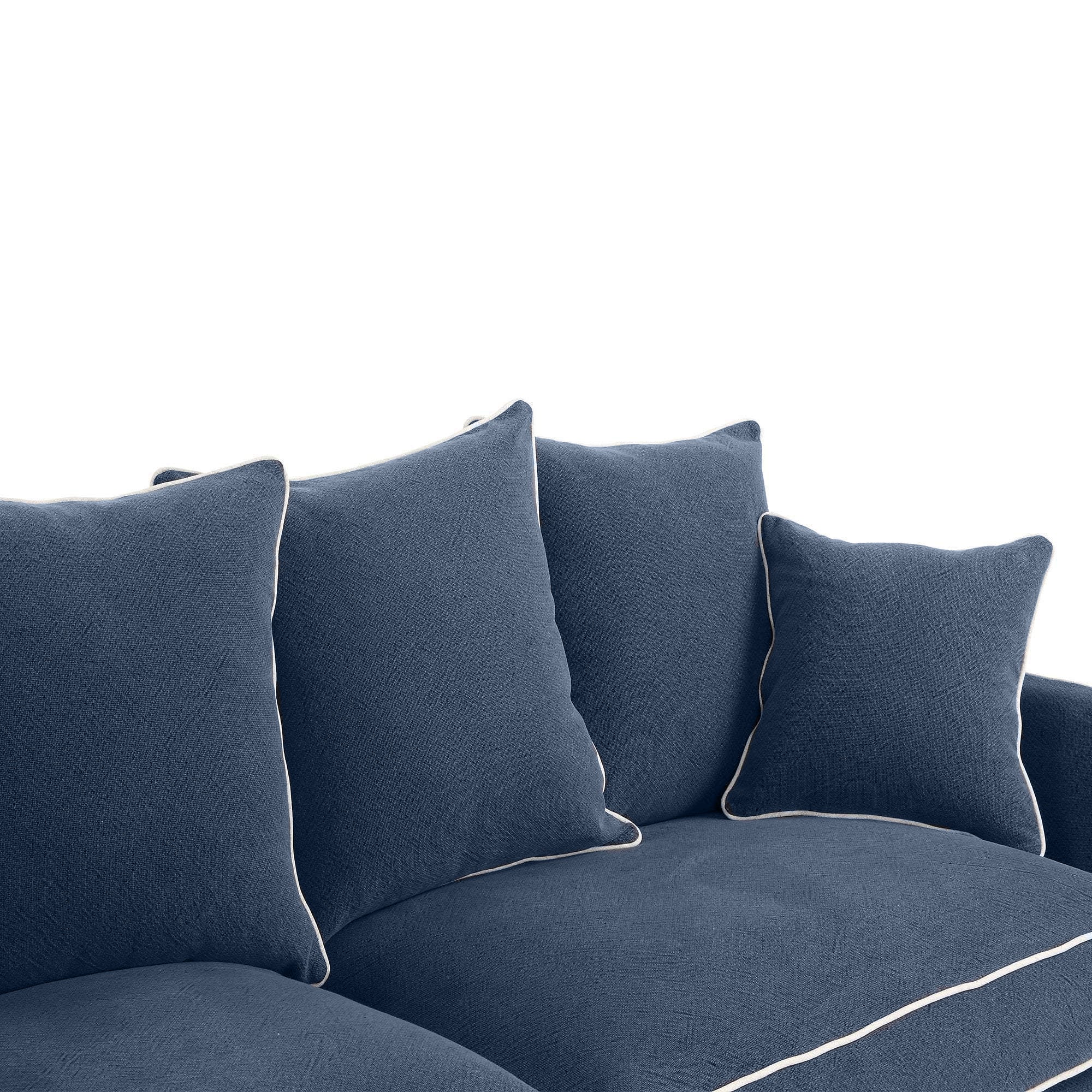 Noosa 3 Seat Sofa in Navy Linen W Piping OneWorld Collection OneWorld Collection