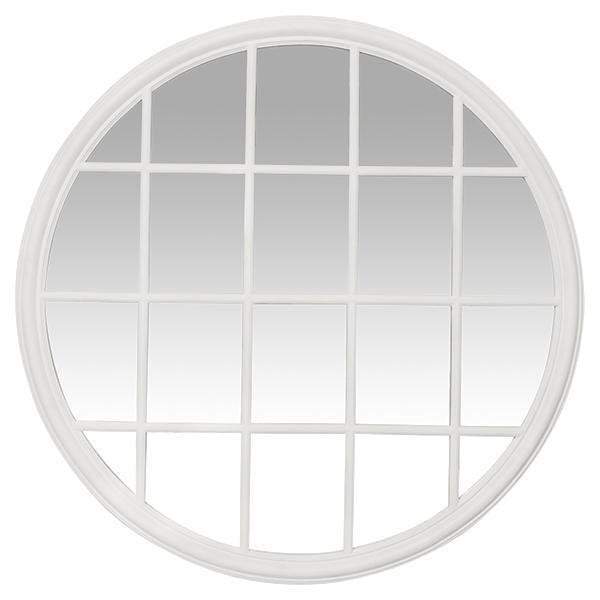 Chloe White Round Paned Mirror - OneWorld Collection