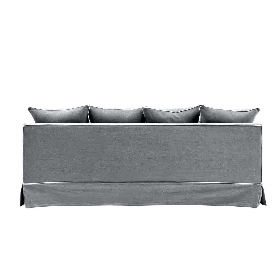 Noosa Hamptons 3 Seat Sofa Grey W/White Piping