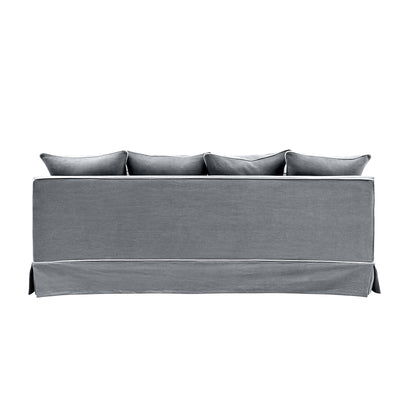 Slip Cover Only - Noosa 3 Seat Hamptons Sofa Grey W/White Piping