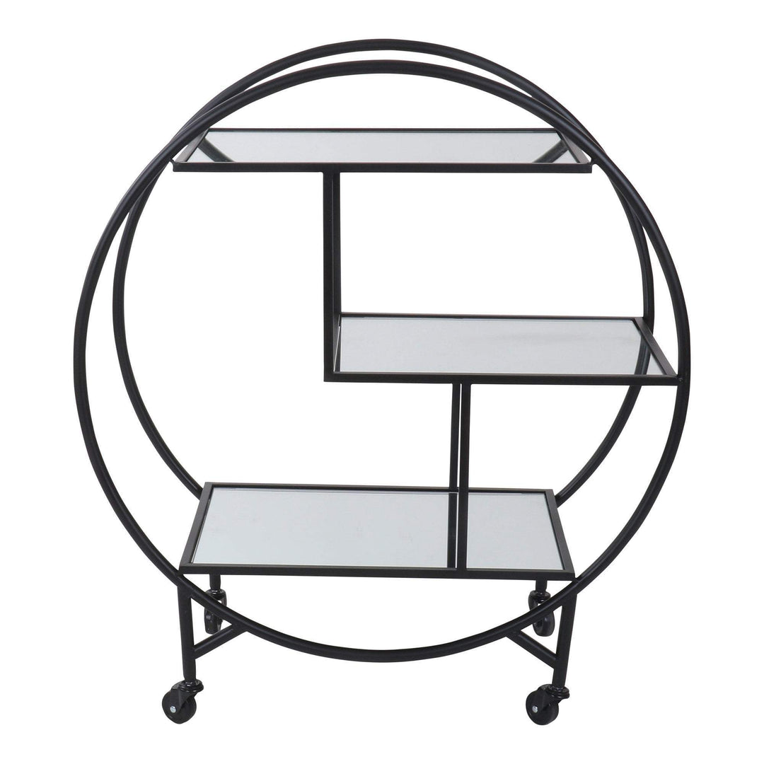 Black Bar Trolley Mirror Shelves - OneWorld Collection