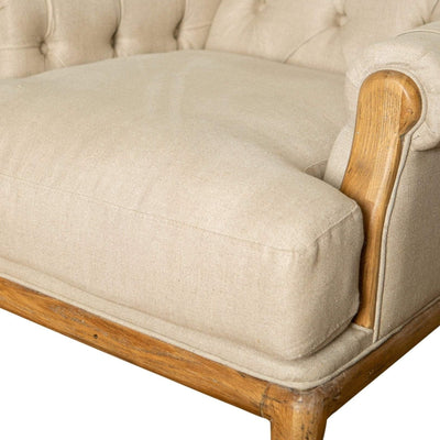 Beige Linen Armchair With Oak Legs - OneWorld Collection