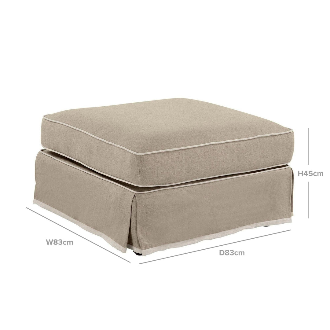 Noosa Ottoman Natural With White Piping - OneWorld Collection