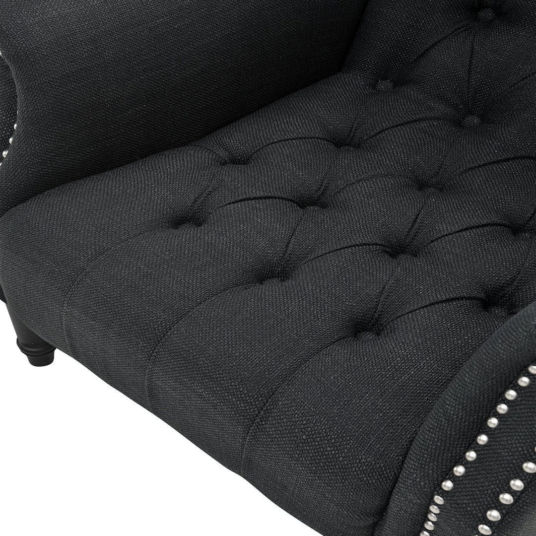 Maurice Buttoned Armchair Charcoal - OneWorld Collection