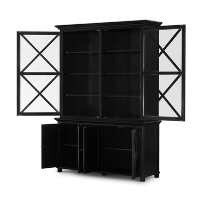 Sorrento Black Tall Glass Door Cabinet - OneWorld Collection