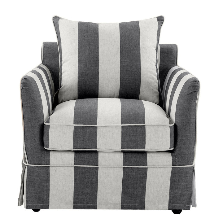 Armchair Slip Cover - Noosa Grey & Cream Stripe - OneWorld Collection