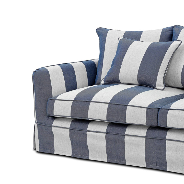 3 Seat Slip Cover - Noosa Denim Cream Stripe - OneWorld Collection