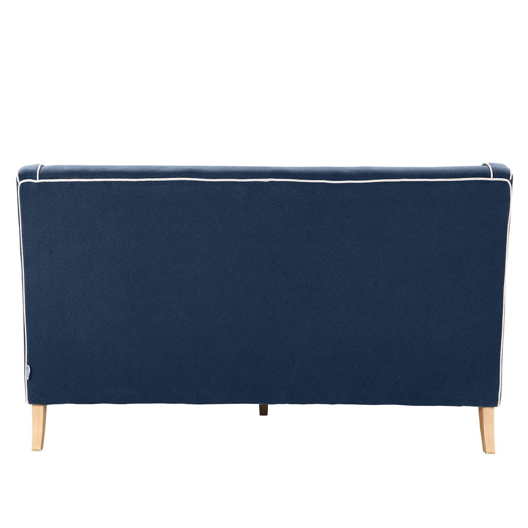 Bondi Hamptons 3 Seat Sofa Navy W/White Piping