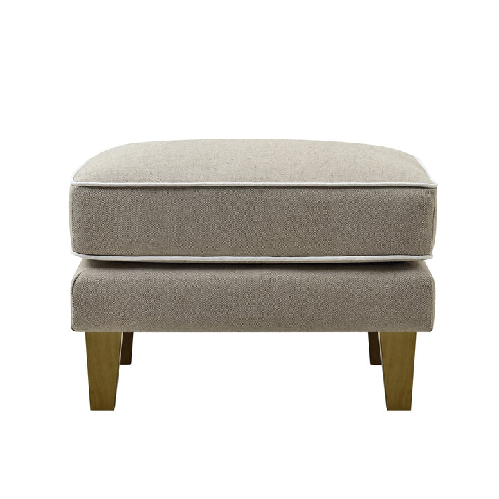 Bondi Ottoman Natural with White Piping - OneWorld Collection