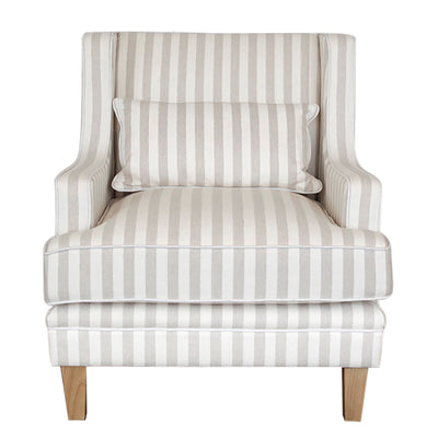 Bondi Hamptons Armchair Natural Stripe W/White Piping