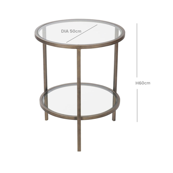 Palladium Glass and Brass Side Table - OneWorld Collection