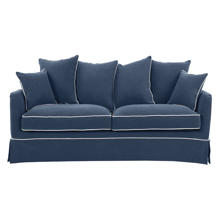 Noosa 2 Seat Sofa Navy With White Piping - OneWorld Collection