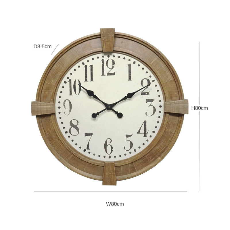 Olivia 80cm Wooden Clock - OneWorld Collection