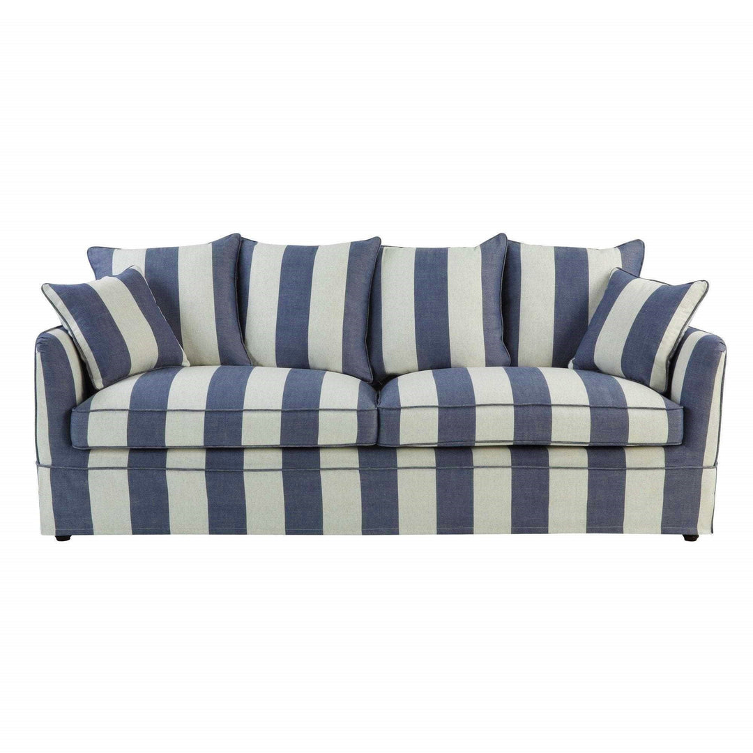 3 Seat Slip Cover - Noosa Denim Cream Stripe - OneWorld Collection