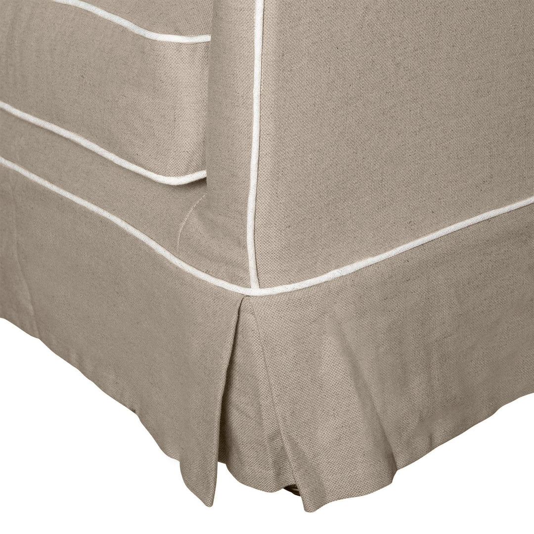 2 Seat Slip Cover - Noosa Natural with White Piping - OneWorld Collection