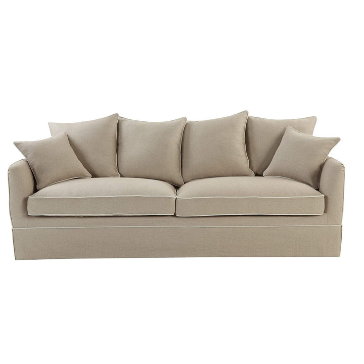 Noosa 3 Seat Queen Sofa Bed Natural With White Piping - OneWorld Collection