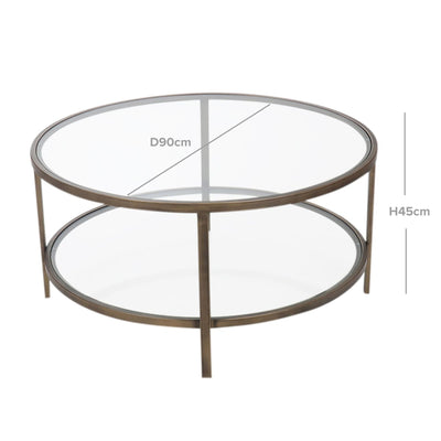 Palladium Glass and Brass Coffee Table - OneWorld Collection