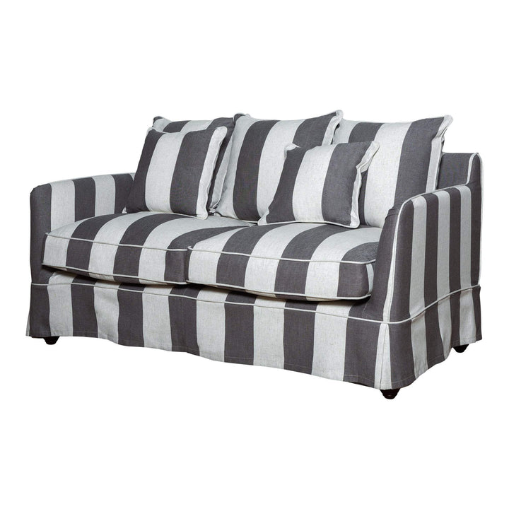 Noosa 2 Seat Sofa Grey & Cream Stripe - OneWorld Collection