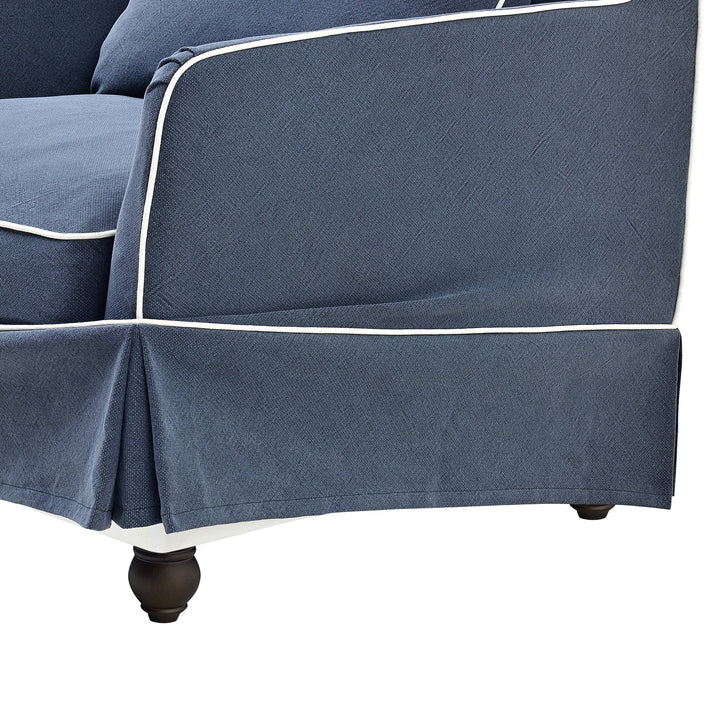 Armchair Slip Cover - Noosa Navy with White Piping - OneWorld Collection