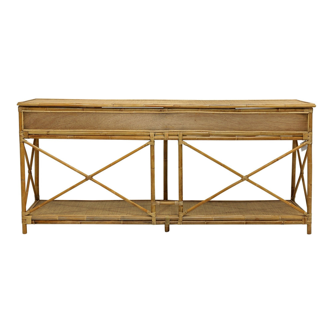 Cayman Large Two Drawer Rattan Console - OneWorld Collection