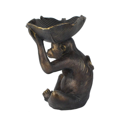 Sitting Monkey Statue With Leaf On Head - OneWorld Collection