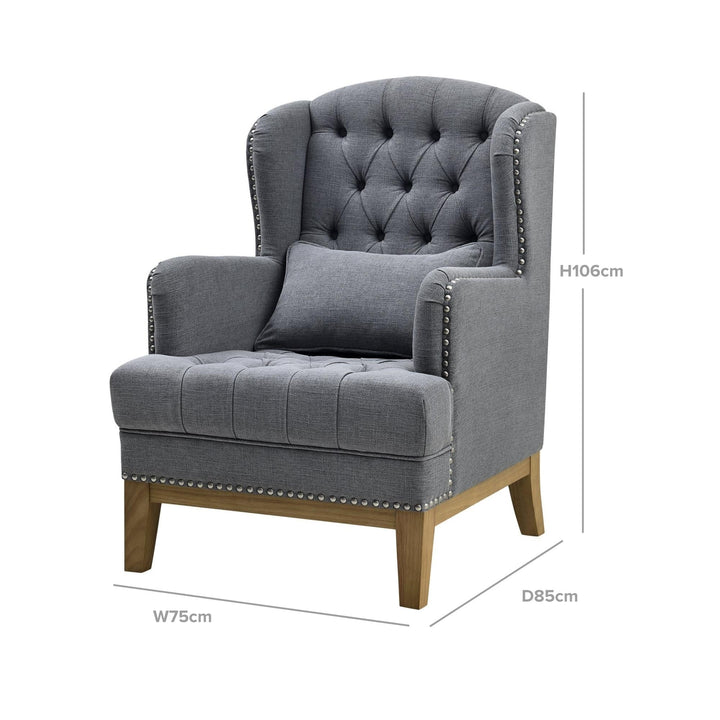 George Buttoned Armchair Grey - OneWorld Collection