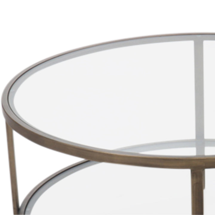 Palladium Glass and Brass Coffee Table - OneWorld Collection